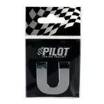 Autocolant 3D crom litera U, 28 mm, cu adeziv special pentru auto