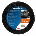 Husa volan din blana sintetica Fancy Plush neagra, 36-42 cm