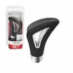 Mâner schimbător viteze negru cu imitație de piele pentru levier clasic 4Cars