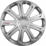 Set 4 capace roti auto Cridem Evo 16 inch, argintiu, din ABS