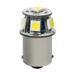 Bec LED BA15s 12V alb, 6SMD, tip P21W, soclu metalic