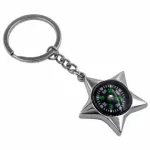 Breloc cu busolă pentru chei, model stea, negru și argintiu