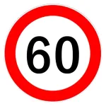 Autocolant limitare viteză 60 km/h pentru exterior, Ø13 cm