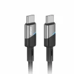 Cablu USB-C la USB-C 60W, 1 m, cu LED indicator, Amio FullLINK, Negru