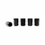 Set 5 capace valve hexagonale din aluminiu pentru roti auto, negre