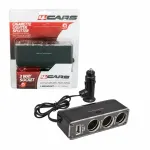 Priză triplă brichetă auto cu USB și cablu prelungitor 12/24V 4Cars