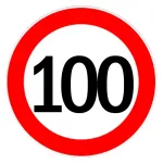 Autocolant limitare viteză 100 km/h pentru exterior, Ø13 cm