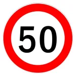 Autocolant limitare viteză 50 km/h pentru exterior, Ø13 cm