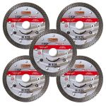 Set 5 discuri diamantate turbo subtire, placi ceramice, taiere umeda si uscata, 115 mm/22.23 mm, Richmann Exclusive GartenVIP DiyLine