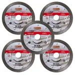 Set 5 discuri diamantate turbo subtire, placi ceramice, taiere umeda si uscata, 115 mm/22.23 mm, Richmann Exclusive GartenVIP DiyLine