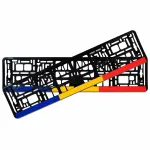 Suport număr înmatriculare auto România, set 2 buc, negru, 13x52 cm