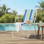 Scaun plaja pliabil, scaun camping metalic, usor, portabil, compact