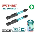 Set 2 biti impact PH2 TOTAL, 50 mm, magnetici, otel S2
