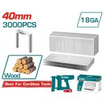 Capse pentru lemn TOTAL 40 mm, 18GA, 3000 buc, compatibile TCSNLI6005/TCSNLI6008