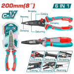Clește multifuncțional 6 în 1 TOTAL cu vârf ascuțit, 200 mm, Cr-V