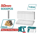 Cuie pentru lemn TOTAL 50 mm GA18, 6000 buc, pentru pistol pneumatic