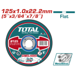 Disc debitare metal si inox TOTAL 125 mm, 1.0 mm, centru plat