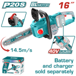 Drujba electrica TOTAL 40V cu motor brushless si sina 16 inch