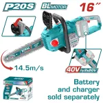 Drujba electrica TOTAL 40V cu motor brushless si sina 16 inch