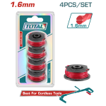 Set 4 bobine cu fir trimmer TOTAL 1.6 mm pentru trimmer cu acumulator