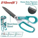 Foarfecă TOTAL 210 mm cu lamă lungă, mâner cauciucat și lame titanate