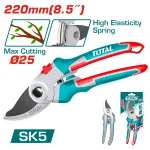 Foarfecă pentru crengi TOTAL 220 mm, lamă SK5, acoperire teflon