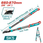 Foarfecă telescopică pentru crengi TOTAL, 660-870 mm, lamă SK5