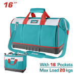 Geantă pentru scule TOTAL 16 inch, bază rigidă și 16 buzunare