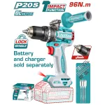 Masina de gaurit cu impact TOTAL 20V, 96 Nm, motor fara perii