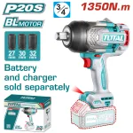 Mașină de înșurubat cu impact TOTAL 20V, 1350 Nm, 3/4, fără acumulator
