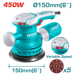 Masina de slefuit orbitala TOTAL 150 mm, 450W, viteza variabila