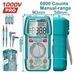 Multimetru digital TOTAL 1000V True RMS, 6000 counts, cu NCV si lanterna