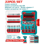 Set 33 piese TOTAL pentru masina de insurubat cu impact, biti si tubulare