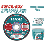 Set 50 discuri abrazive TOTAL pentru taiere metal si inox, 115x1.0x22.2 mm