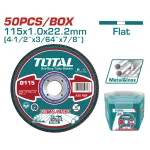Set 50 discuri abrazive TOTAL pentru taiere metal si inox, 115x1.0x22.2 mm