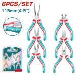 Set 6 mini clești TOTAL 4.5 inch pentru electronică și lucrări de precizie