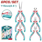 Set 6 mini clești TOTAL 4.5 inch pentru electronică și lucrări de precizie