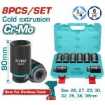 Set 8 tubulare de impact adanci TOTAL 3/4, Cr-Mo, 90 mm