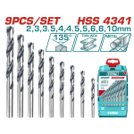 Set 9 burghie pentru metal TOTAL HSS 4341, 2-10 mm, 135°