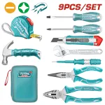Set unelte de mana TOTAL 9 piese cu geanta pentru reparatii si intretinere