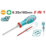 Șurubelniță 2 în 1 TOTAL SL6 + PH2, 6.35 x 160 mm, oțel Cr-V