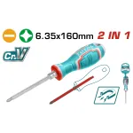 Șurubelniță 2 în 1 TOTAL SL6 + PH2, 6.35 x 160 mm, oțel Cr-V