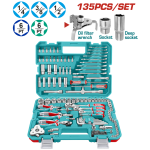 Trusa de scule TOTAL 135 piese, set complet pentru reparatii si montaj