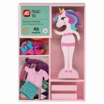 Cutie magnetică unicorn Fantasy Dreams din lemn, 46 piese