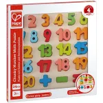 Puzzle matematic din lemn Hape Chunky cu numere 1-20, 24 piese