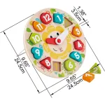 Ceas educativ din lemn Hape cu forme geometrice si cifre, 24,5 cm