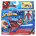 Figurina Spider-Man cu motocicleta Web Blast Cycle si proiectile, 4+