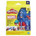 Figurina flexibila Play-Doh Marvel Captain America cu accesorii, 10 cm