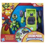 Set Marvel Iron Hulk 2 in 1 cu vehicul transformabil si figurina