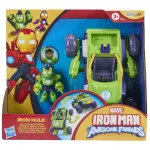 Set Marvel Iron Hulk 2 in 1 cu vehicul transformabil si figurina